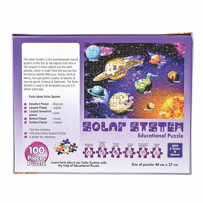 Solar System Educational Jigsaw Puzzle, 100 Pieces, 48 x 37 cm
