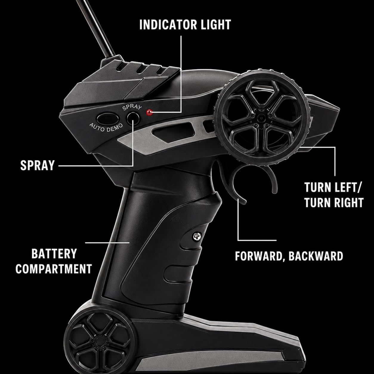 F1 Formula Racing Car Toy with Remote Control and Rechargeable Battery, LED Lights, 2 WD Smokey Mist Spraying Car