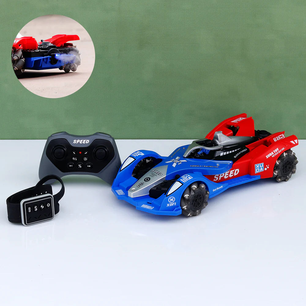 F1 Remote Control Vehicle with Light, Music & Spray Effect | Hand Gesture Control, Rechargeable Superhero RC Car
