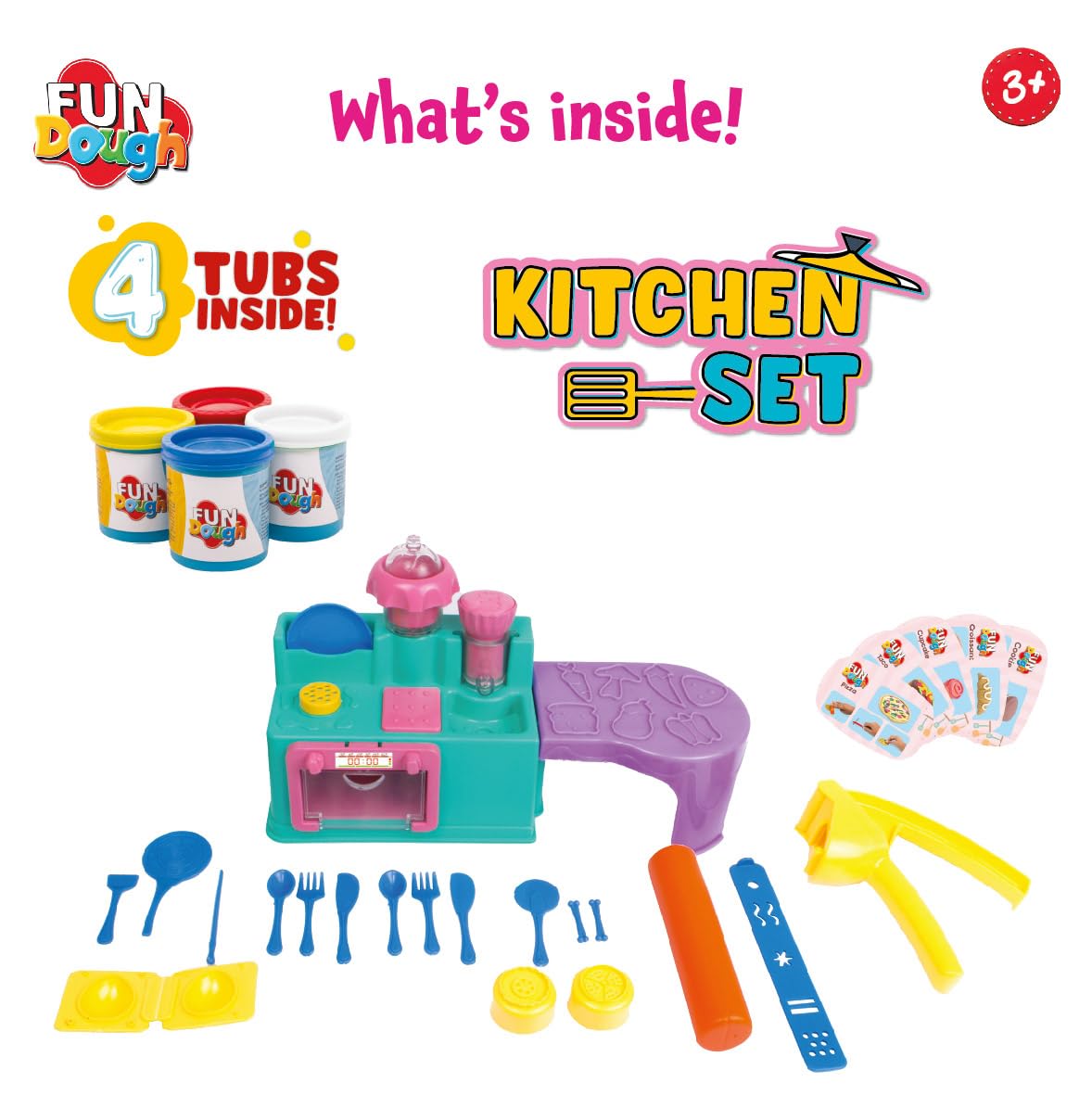 FUN DOUGH Clay - Kitchen Set, Cutting and Moulding Playset