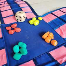 Fabric Ludo with coins and Dice - Random Multicolor Pack