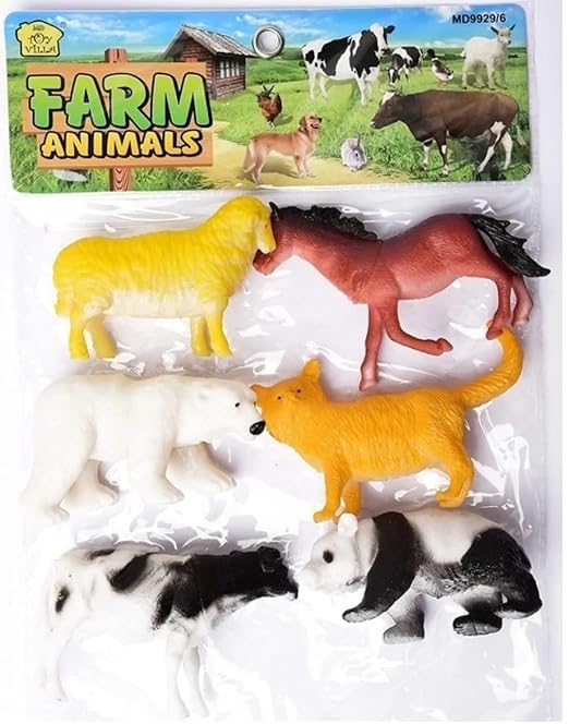 Farm Animals Toy Set 6 Piece Plastic Figurines