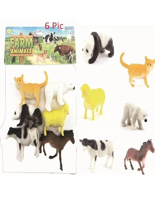 Farm Animals Toy Set 6 Piece Plastic Figurines