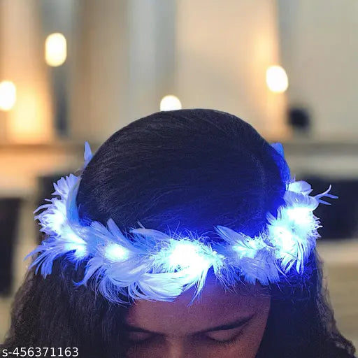 Feather Crown LED Tiara For Party Assorted Colours - Any 1 random color