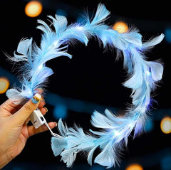 Feather Crown LED Tiara For Party Assorted Colours - Any 1 random color
