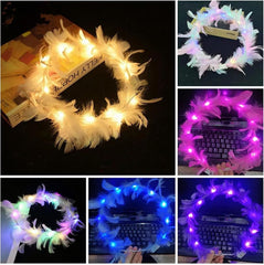 Feather Crown LED Tiara For Party Assorted Colours - Any 1 random color
