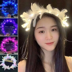 Feather Crown LED Tiara For Party Assorted Colours - Any 1 random color