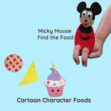 Finger Puppets - Cartoon Theme with Food Matching - 3 Cartoon  (Dia)18mm Diameter