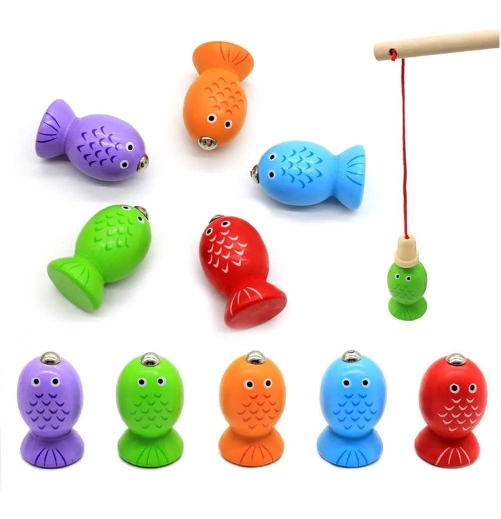 Fishing Four Post - Wooden Fishing and Multi Shapes Stacker