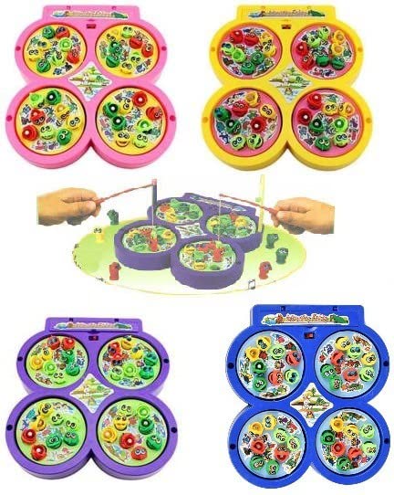 Fishing Game for Kids Magnetic, Include 32 Pieces Fishes and 4 Fishing Rod, Fish Catching Toy (2 to 4 Players)(Multicolor)