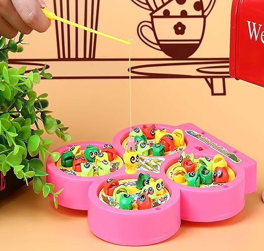 Fishing Game for Kids Magnetic, Include 32 Pieces Fishes and 4 Fishing Rod, Fish Catching Toy (2 to 4 Players)(Multicolor)