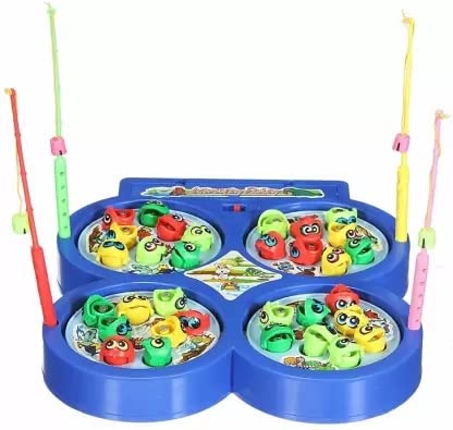 Fishing Game for Kids Magnetic, Include 32 Pieces Fishes and 4 Fishing Rod, Fish Catching Toy (2 to 4 Players)(Multicolor)