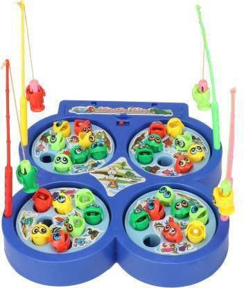 Fishing Game for Kids Magnetic, Include 32 Pieces Fishes and 4 Fishing Rod, Fish Catching Toy (2 to 4 Players)(Multicolor)