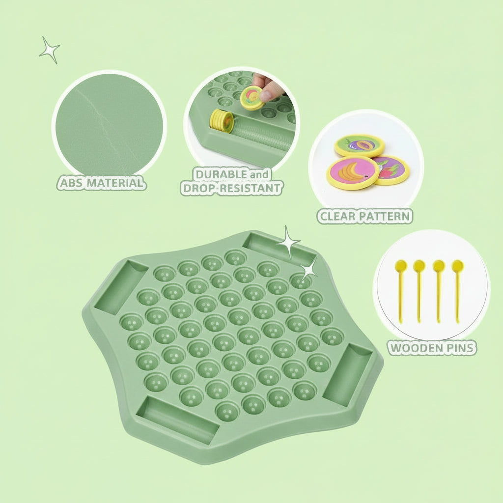 Flipping Chess Match Game – Montessori Memory Matching Board Game for Kids | Educational Animal & Fruit Theme Puzzle with Chips & Sticks | Parent-Child Interactive