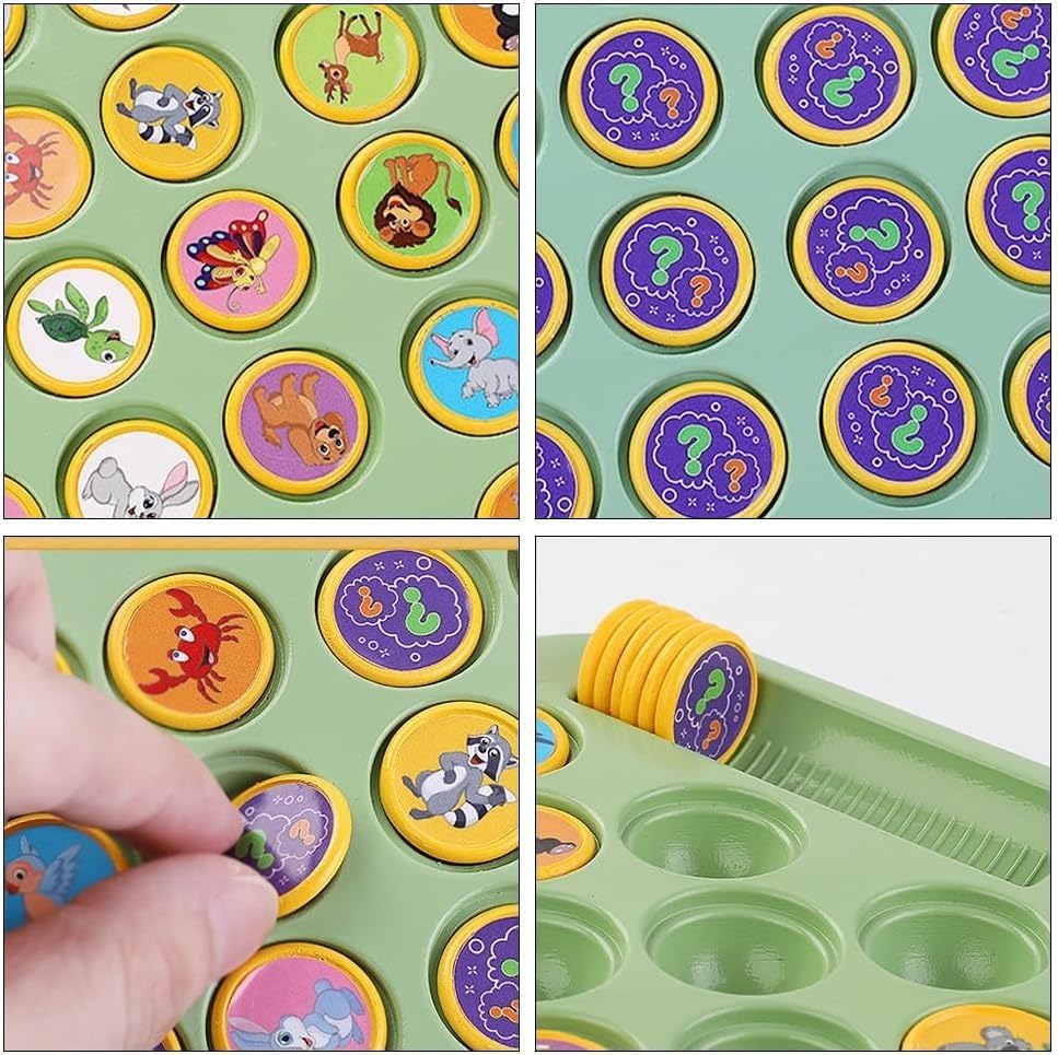 Flipping Chess Match Game – Montessori Memory Matching Board Game for Kids | Educational Animal & Fruit Theme Puzzle with Chips & Sticks | Parent-Child Interactive