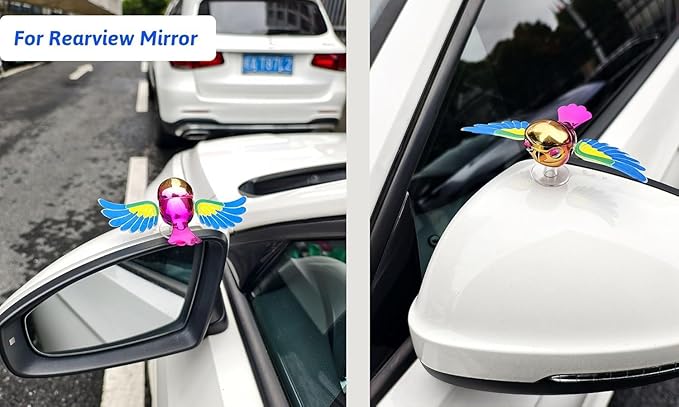 Flying Bird Car Dashboard Decoration, Moving Flapping Wings Bird Ornament Cute Exterior Decor for Scooter, E-Bike, Helmet & Rearview Mirror