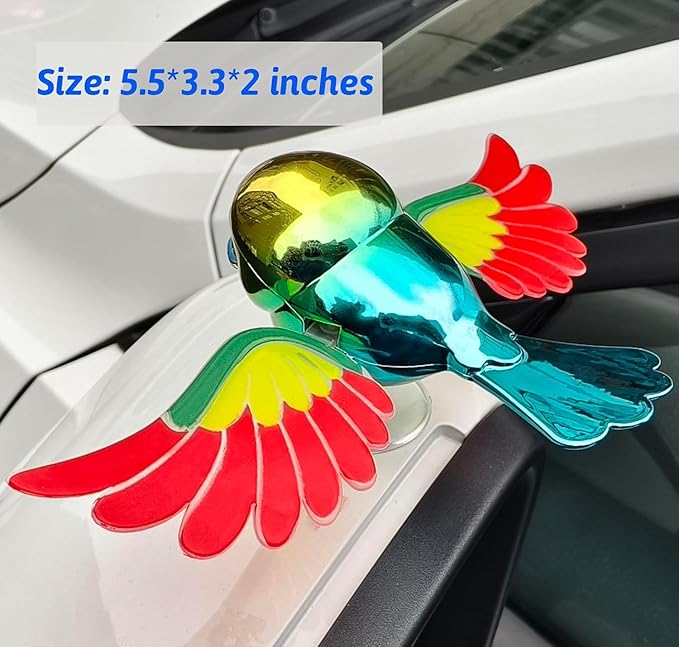 Flying Bird Car Dashboard Decoration, Moving Flapping Wings Bird Ornament Cute Exterior Decor for Scooter, E-Bike, Helmet & Rearview Mirror