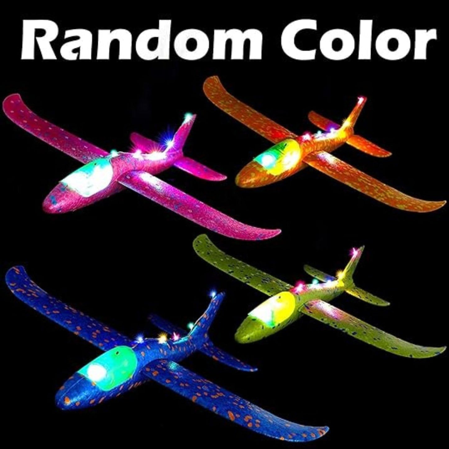 Foam Plane with LED Light, Dual Flight Mode Glider, Large Throwing Aeroplane-Any 1
