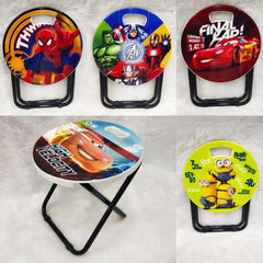 Foldable Cartoon Print Metal Stool for Kids - Any 1 Random