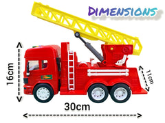 Friction-Powered Firefighter Truck– Realistic Design with Expanding Ladder, 360° Rotating Base, Lights & Melodious Sounds