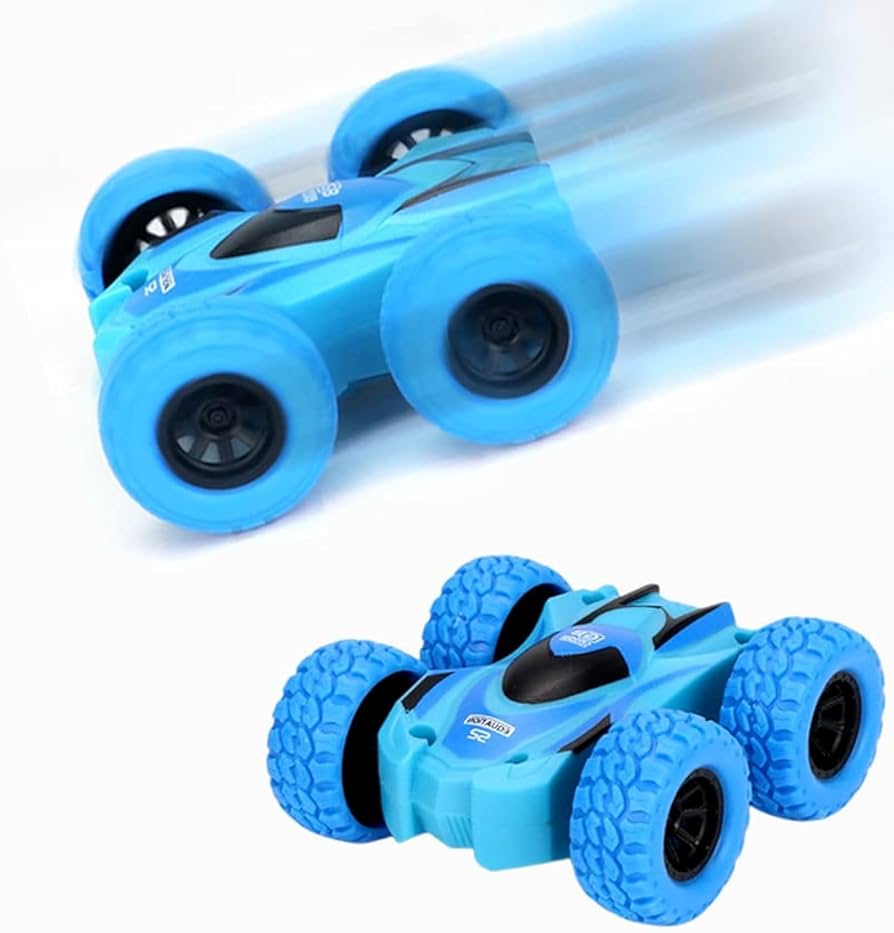 Friction Powered Car Toys,Double-sided Stunt Flip Inertia Car,Push and Go Toy Cars - Any 1 Random Color