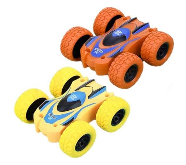Friction Powered Car Toys,Double-sided Stunt Flip Inertia Car,Push and Go Toy Cars - Any 1 Random Color
