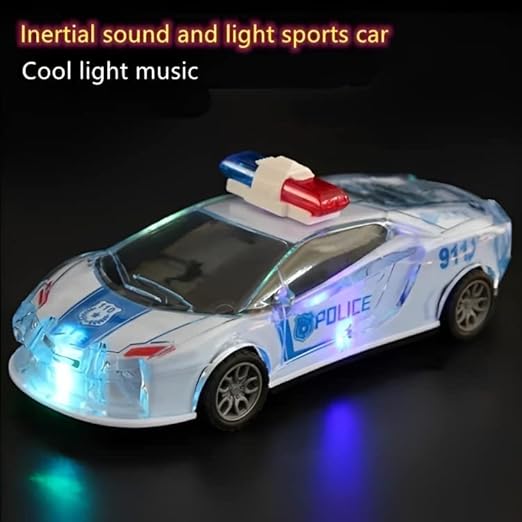 Friction powered Police car with Light and sound effects - Crash Resistance