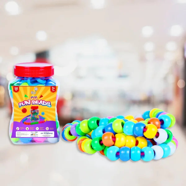 Fun Beads Toy Set for Kids Colorful Beads for Creative Play Age 3+ - Lacing Activity Toy - 50pcs