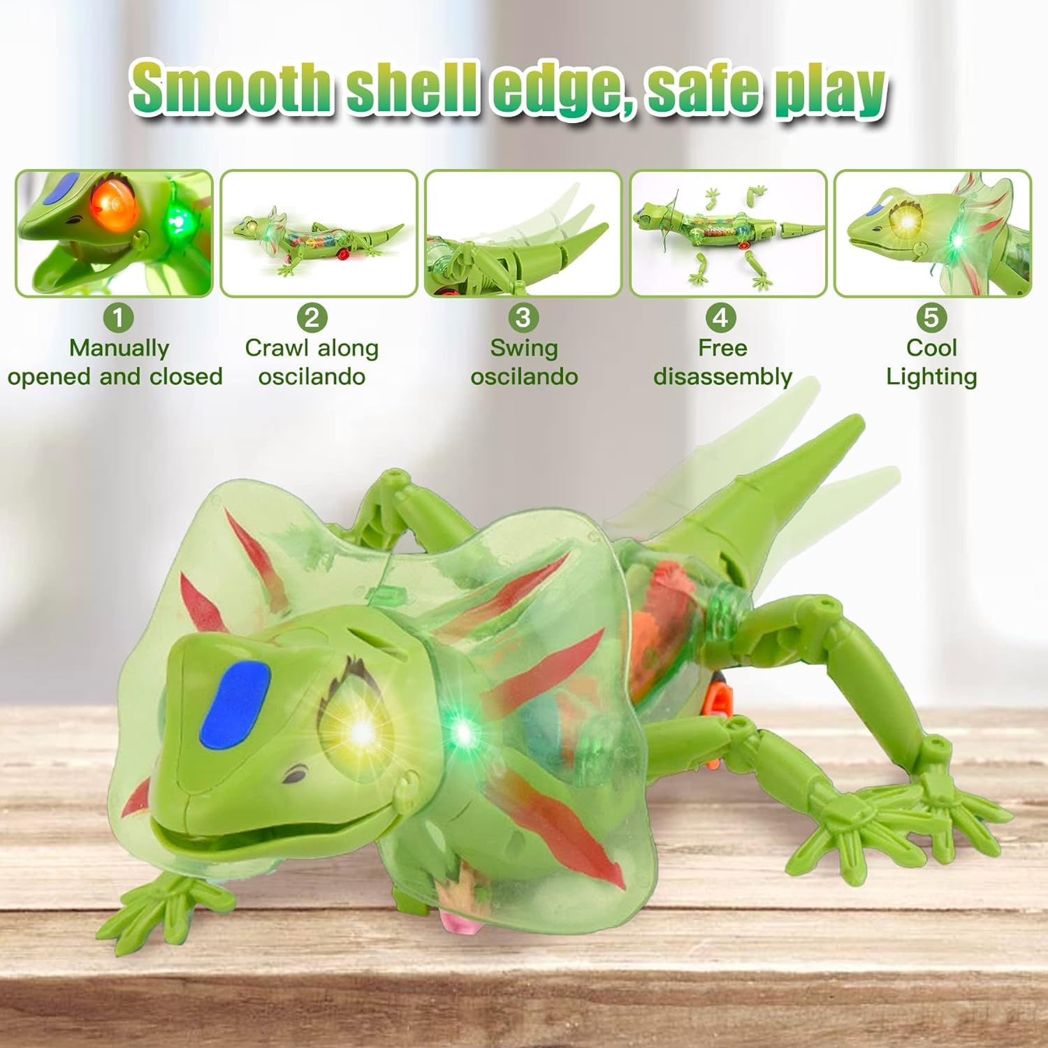 Funny Lizard Electric Crawling Animal Toy - Sound and Lights Multicolor