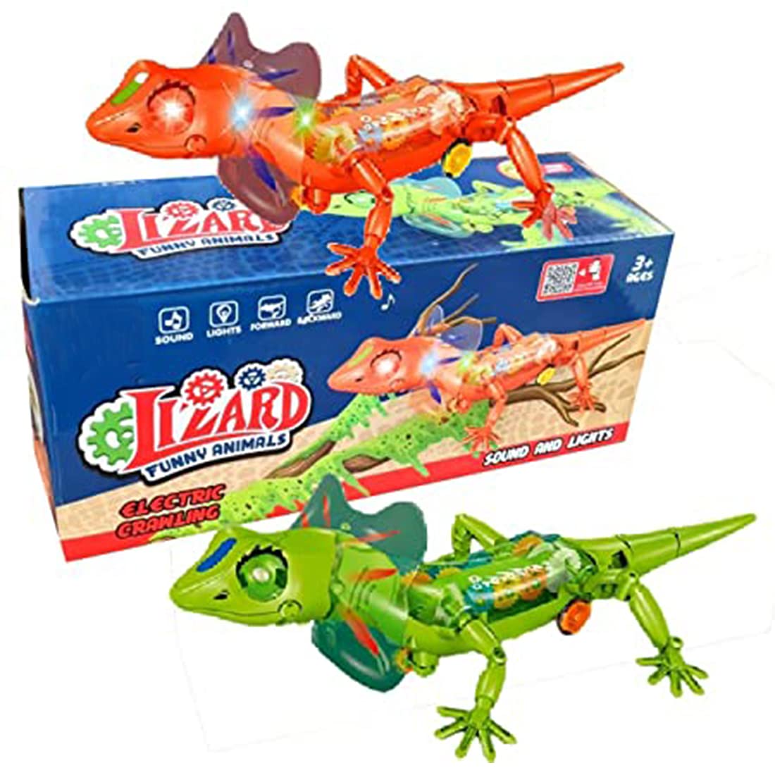 Funny Lizard Electric Crawling Animal Toy - Sound and Lights Multicolor