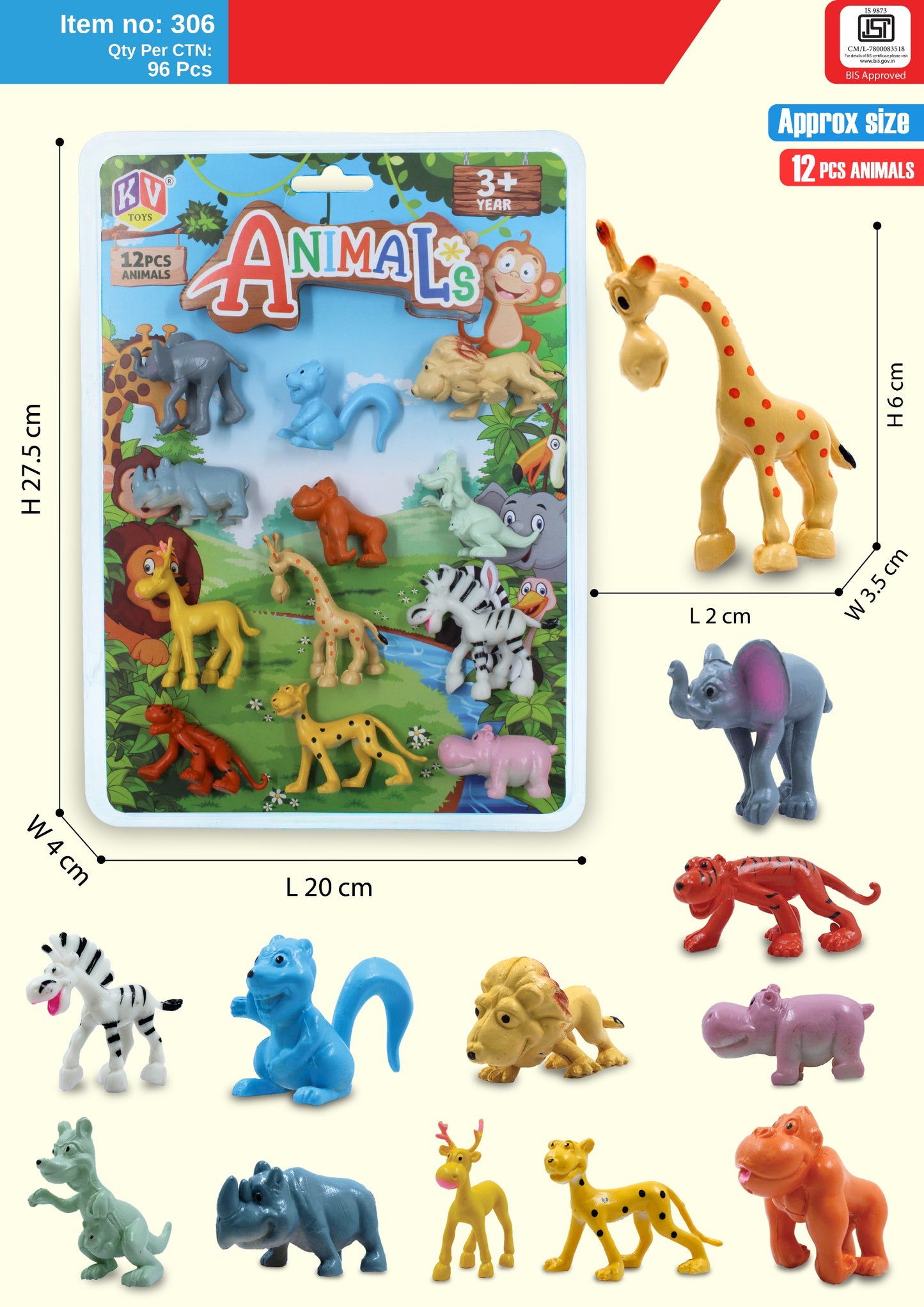 Funny wild Animal Figurines Toy Set of 12 pieces