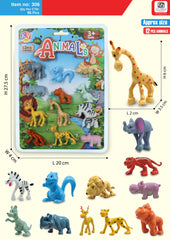 Funny wild Animal Figurines Toy Set of 12 pieces