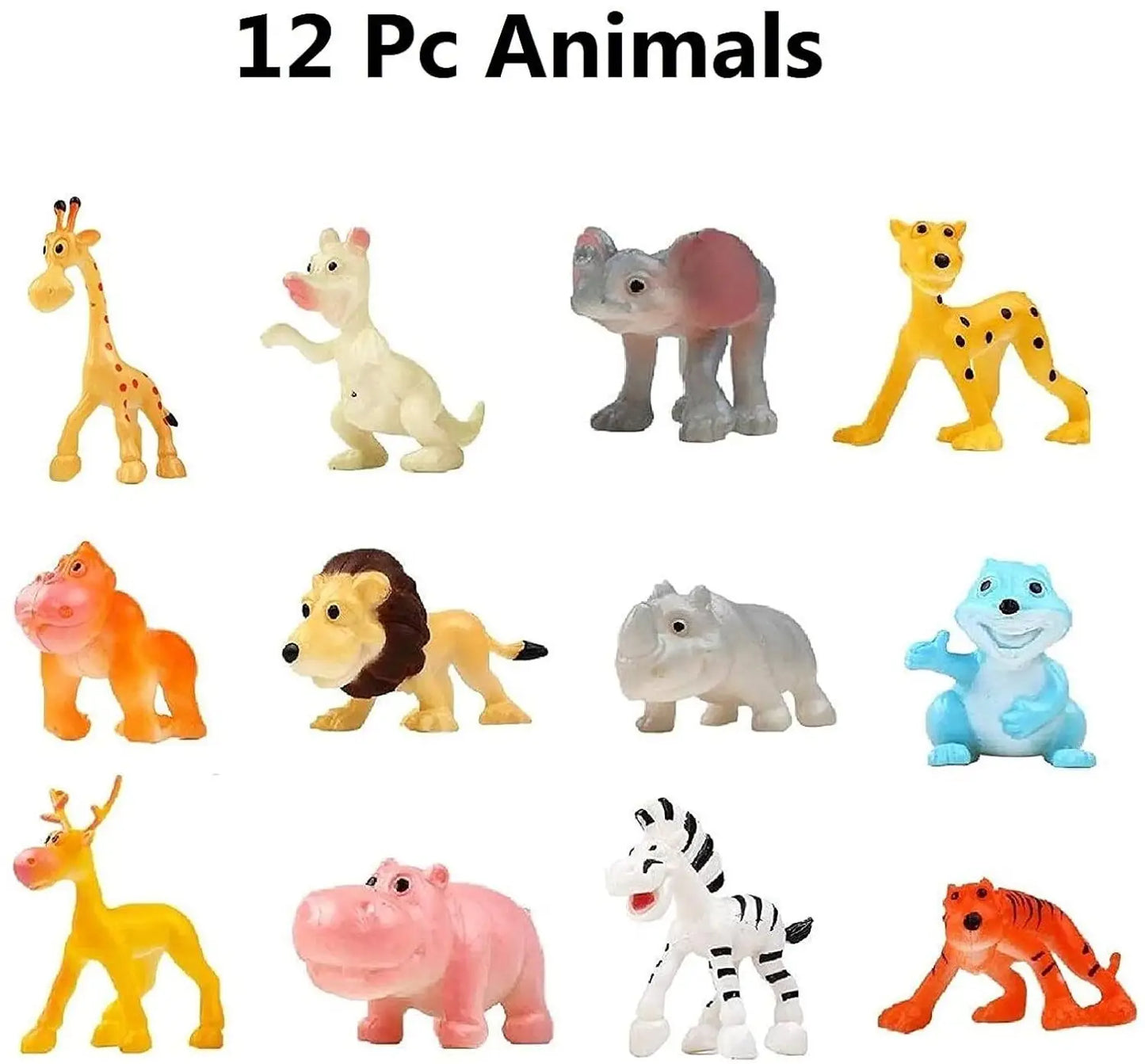 Funny wild Animal Figurines Toy Set of 12 pieces
