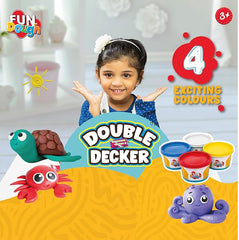 Funskool Fundough Double Decker, 4 tubs of Dough, 75 grams each, Toys for Kids, Shaping, Sculpting