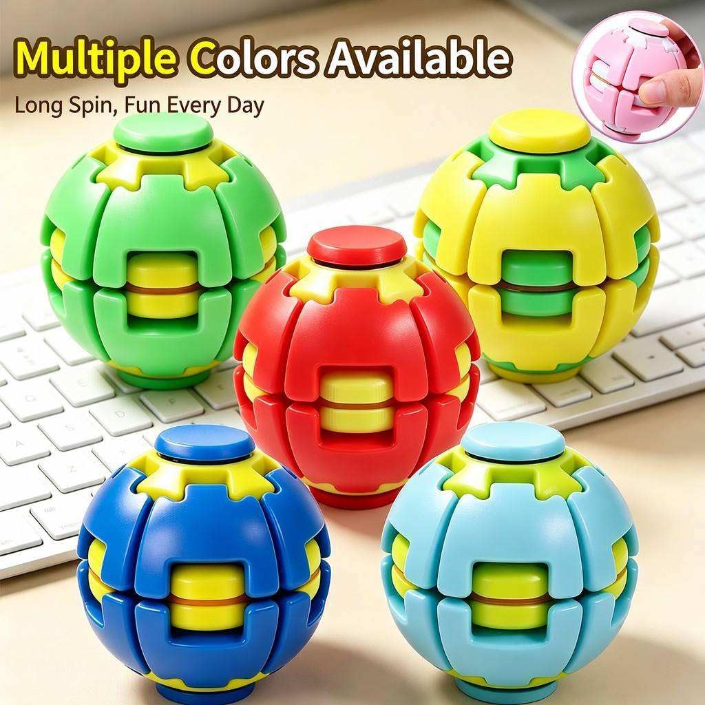 Gear Fidget Ball Press Spin Toy with Colorful RGB Lights