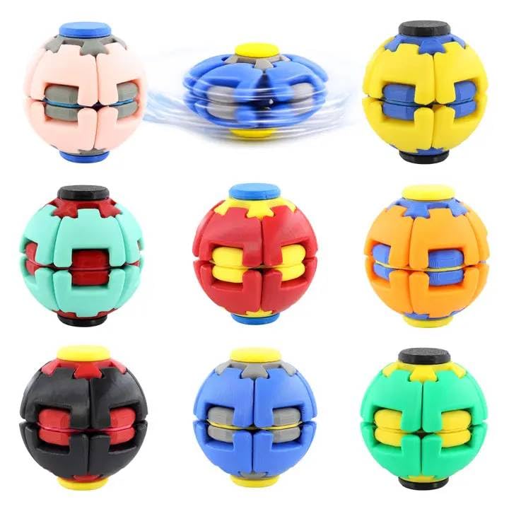 Gear Fidget Ball Press Spin Toy with Colorful RGB Lights