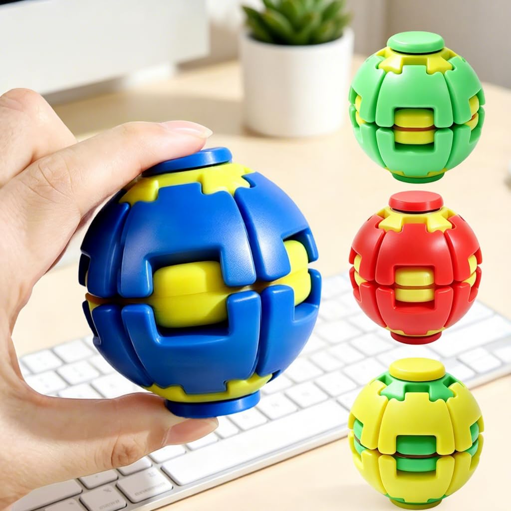 Gear Fidget Ball Press Spin Toy with Colorful RGB Lights