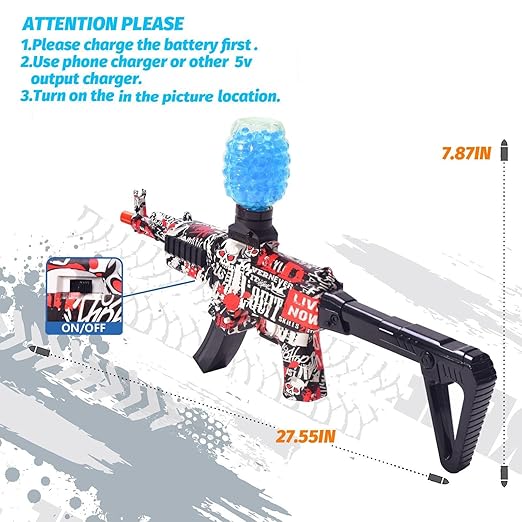 Premium Quality Gel Ball Blaster Splat Orby Gun Automatic Toy - Random Color