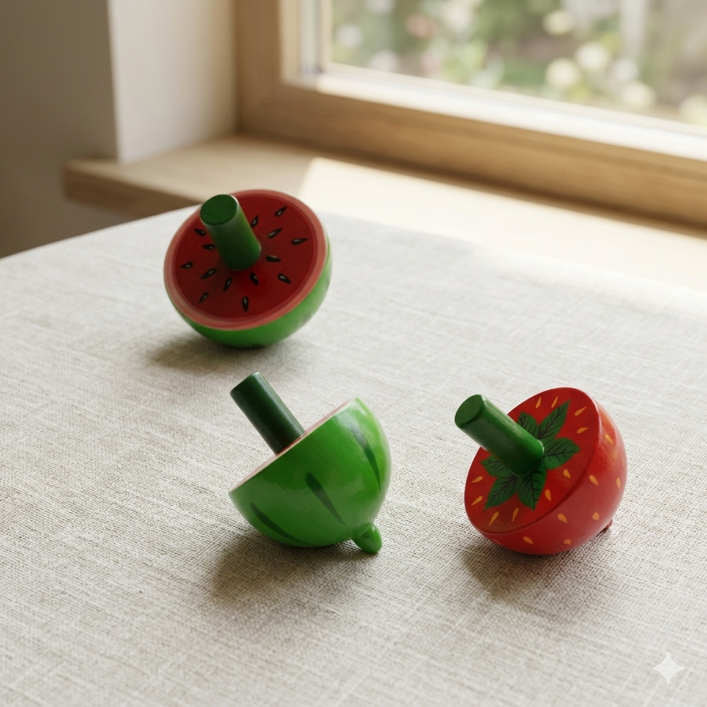 Wooden Fruit Theme Finger Spin Top - Any 1 pambaram