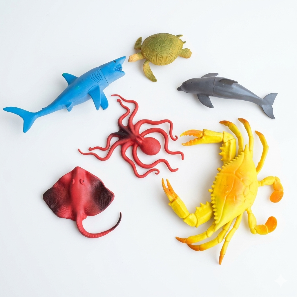 Sea animals and creatures miniature figurines - 6 Pieces Pack