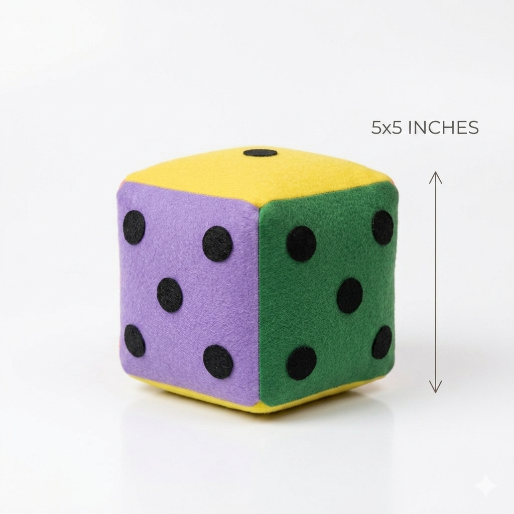 Multicolor Felt Soft Dice Cube Small- for All Ages 5 Inches