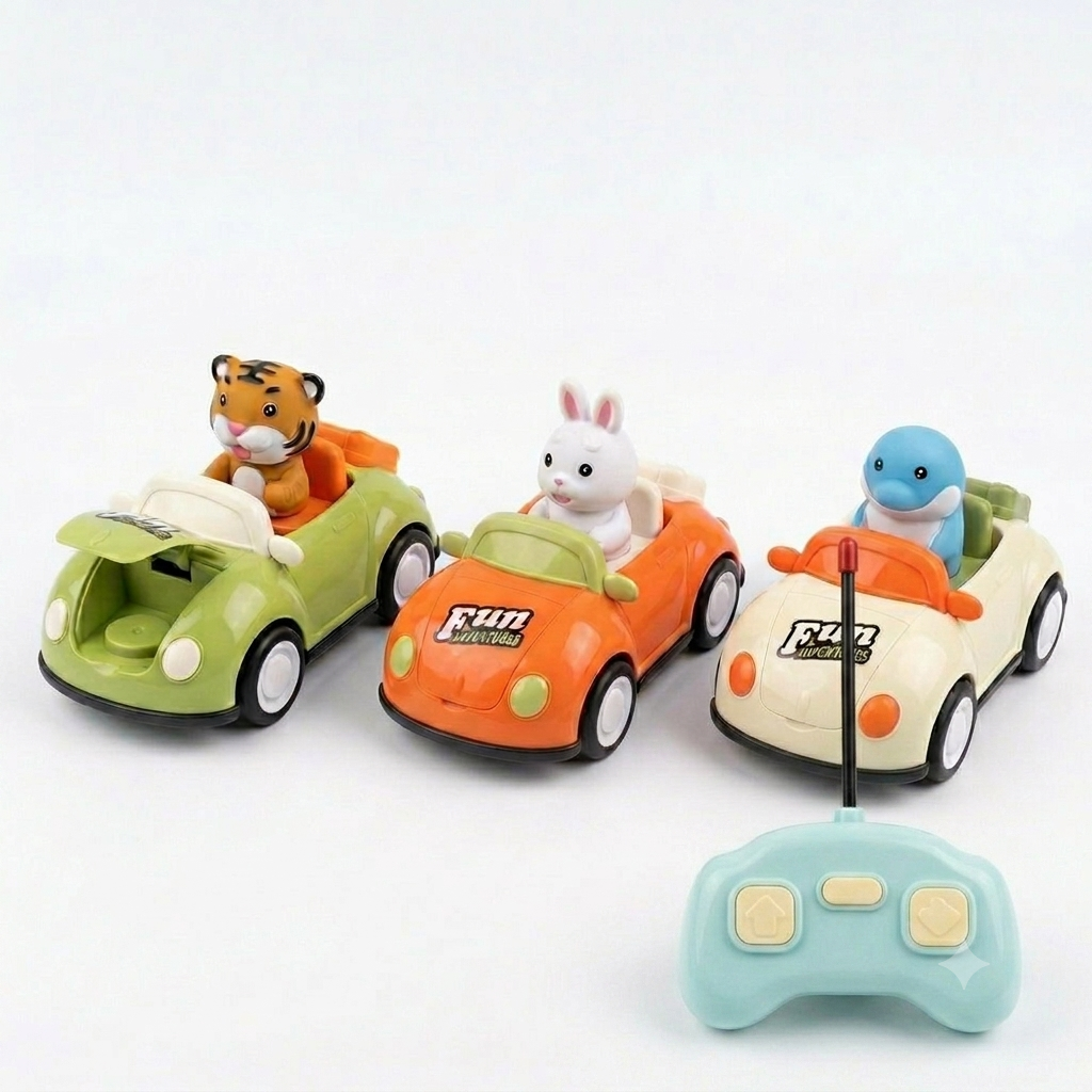 Cartoon Kids Remote Control Car with Lights - Any 1 Random Animal