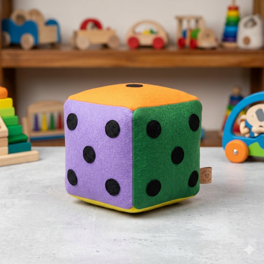 Multicolor Felt Soft Dice Cube Small- for All Ages 5 Inches
