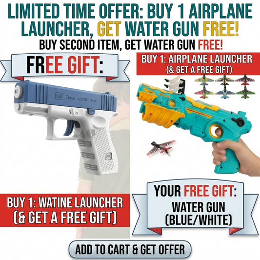 Buy Launcher Gun and Get 1 Pistol Water Gun Free | Water Prank Funny Game for Kids| Squirt Water Gun Toys | Non Electric Manual Water Gun