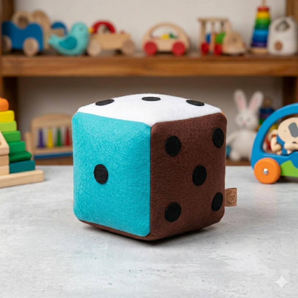 Multicolor Felt Soft Dice Cube Small- for All Ages 5 Inches
