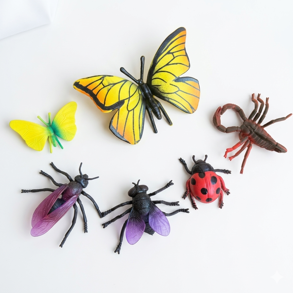 Reptile Bug Animal Insect Toys, Hand-Painted Plastic Figures, Multicolour -Any 6 Pcs