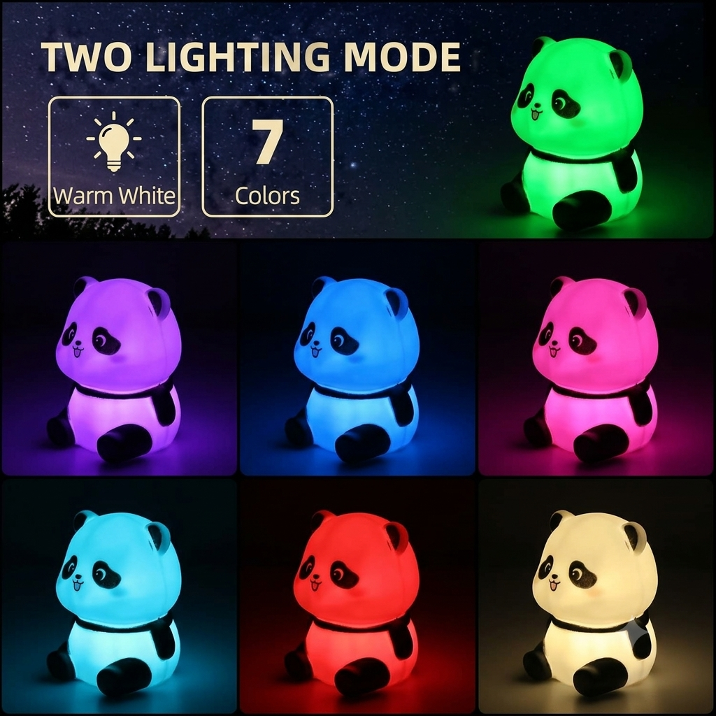 Colour Changing Panda LED Light Lamp Battery Included-1 piece