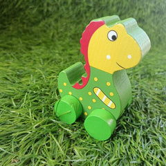 wooden Green Dinosaur toy pretend play