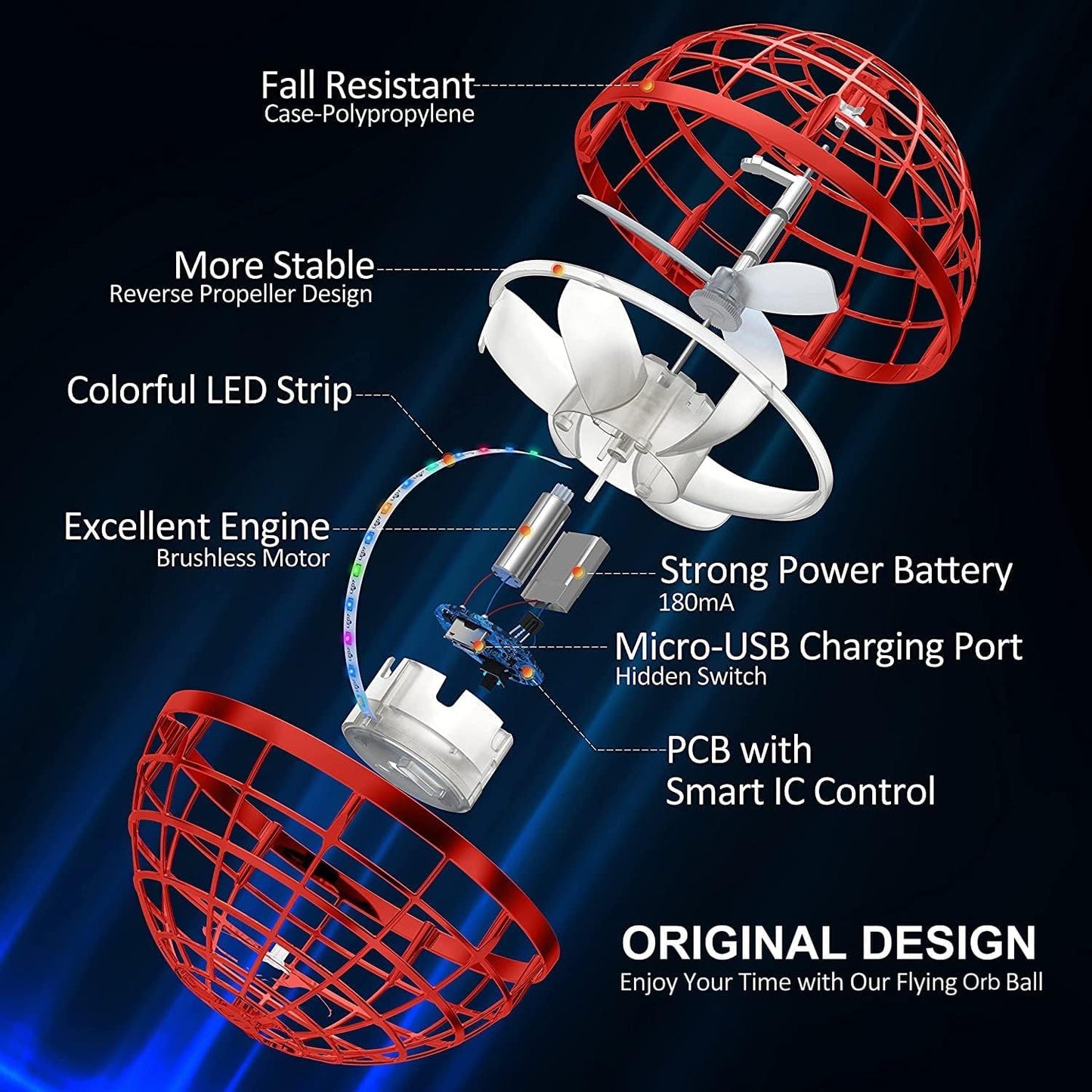 Gyrosphere Flying Spinner (Dynamic RGB Lights) -Rechargeable Any 1
