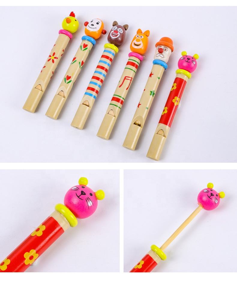 Cartoon Wooden Push whistle with unique sound - Fipple whistle Any 1 piece